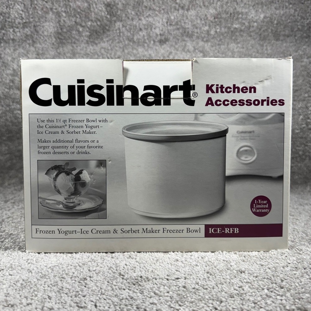 Cuisinart Freezer Bowl Silver ICE-RFB Replacement 1.5 Qt ICE-20 Series New 1.5Qt